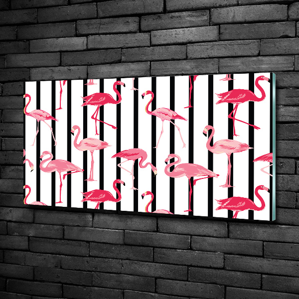 Foto-obraz szkło hartowane Flamingi paski
