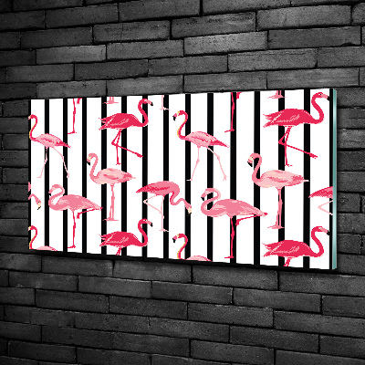 Foto en cristal de alta calidad con impresión uv horizontal flamencos rayados