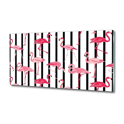 Foto en cristal de alta calidad con impresión uv horizontal flamencos rayados