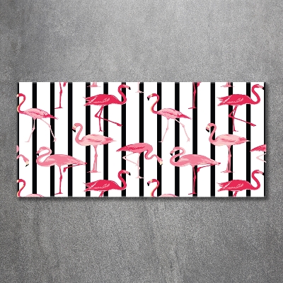 Foto en cristal de alta calidad con impresión uv horizontal flamencos rayados