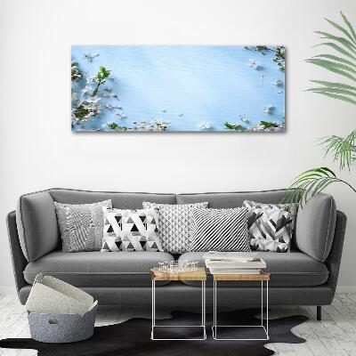 Cuadro de cristal templado moderno horizontal Fondo de flores de cerezo