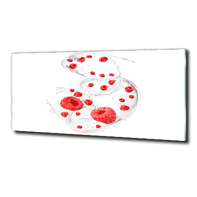 Impresión en cristal con acabado brillante horizontal Frambuesas con leche