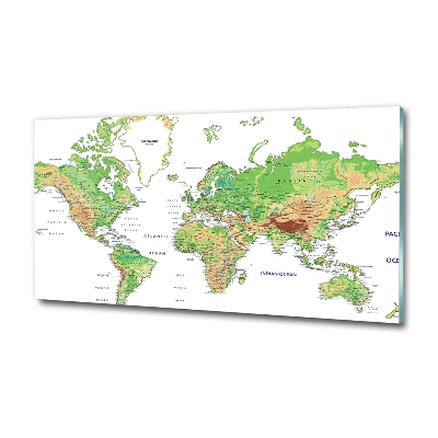 Cuadro decorativo de vidrio para salón horizontal Mapa del mundo