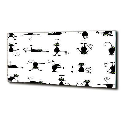 Cuadro decorativo de vidrio para salón horizontal Ilustración de gatos