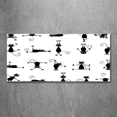 Cuadro decorativo de vidrio para salón horizontal Ilustración de gatos