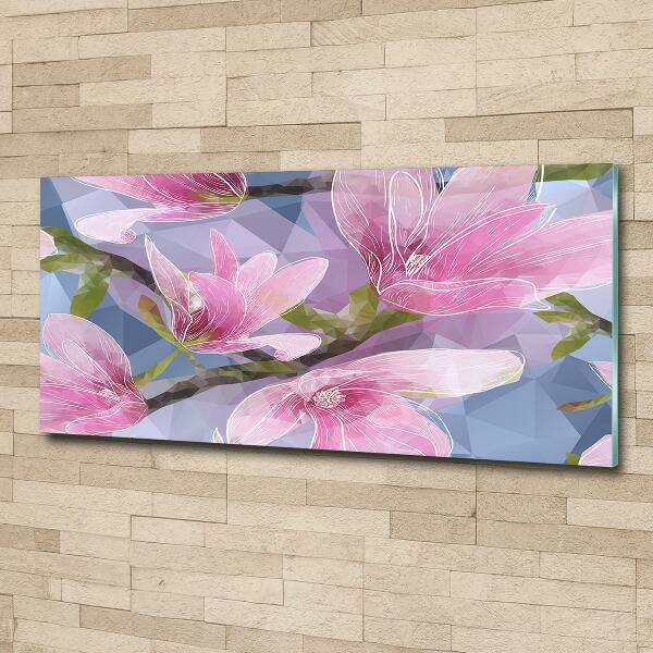 Foto en cristal de alta calidad con impresión uv horizontal Magnolia rosa