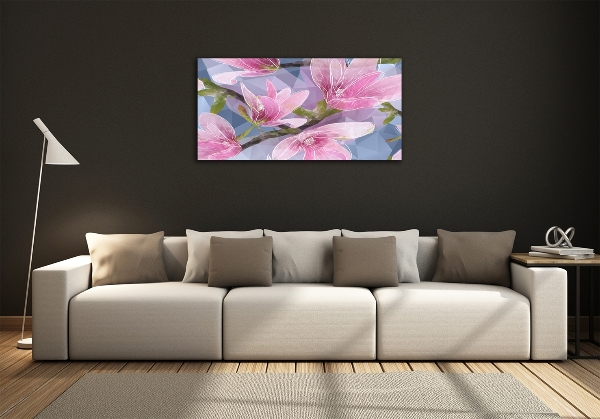 Foto en cristal de alta calidad con impresión uv horizontal Magnolia rosa