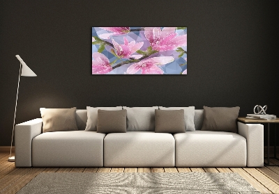 Foto en cristal de alta calidad con impresión uv horizontal Magnolia rosa