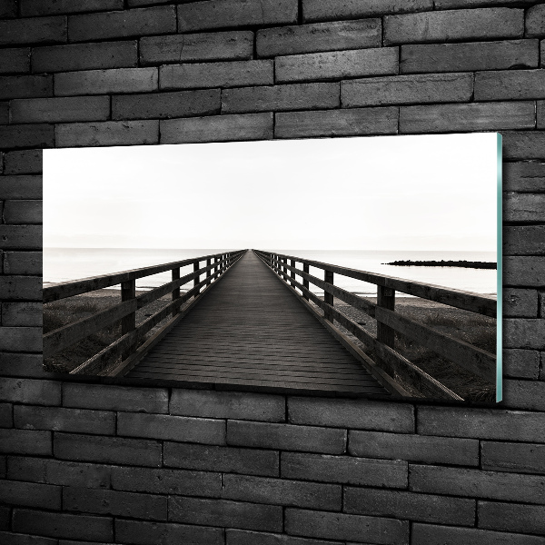 Cuadro decorativo de vidrio para salón horizontal Muelle de madera