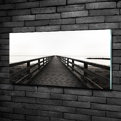 Cuadro decorativo de vidrio para salón horizontal Muelle de madera