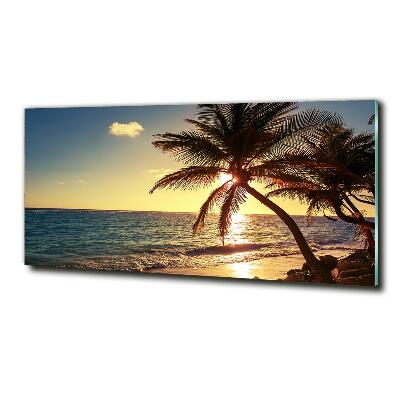 Cuadro decorativo de vidrio para salón horizontal Playa tropical