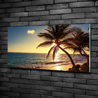 Cuadro decorativo de vidrio para salón horizontal Playa tropical