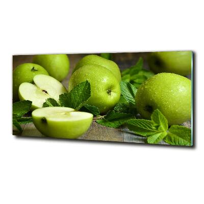 Cuadro decorativo de vidrio para salón horizontal manzanas verdes