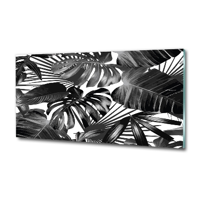 Cuadro de cristal templado moderno horizontal hojas tropicales