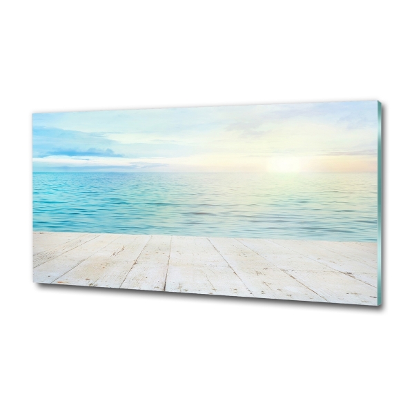 Cuadro de cristal templado moderno horizontal Mar