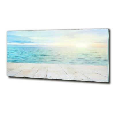 Cuadro de cristal templado moderno horizontal Mar