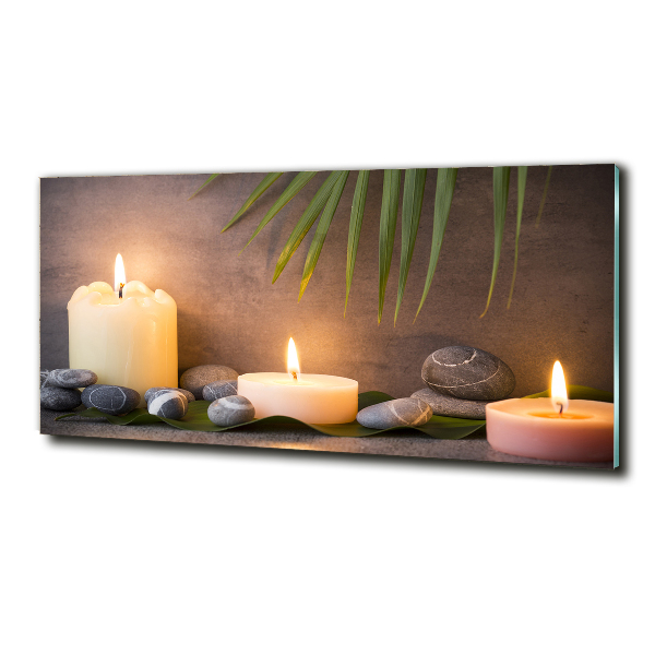 Cuadro decorativo de vidrio para salón horizontal Velas encendidas