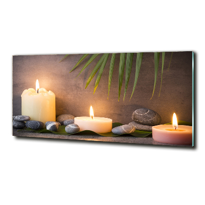 Cuadro decorativo de vidrio para salón horizontal Velas encendidas