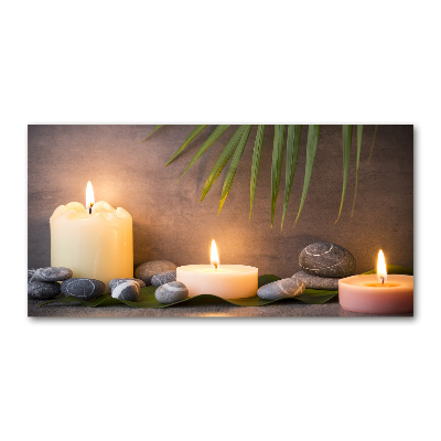Cuadro decorativo de vidrio para salón horizontal Velas encendidas