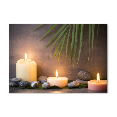 Cuadro decorativo de vidrio para salón horizontal Velas encendidas