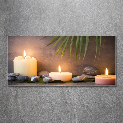 Cuadro decorativo de vidrio para salón horizontal Velas encendidas