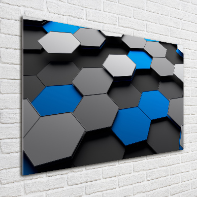 Cuadro decorativo de vidrio para salón horizontal Abstracción 3D