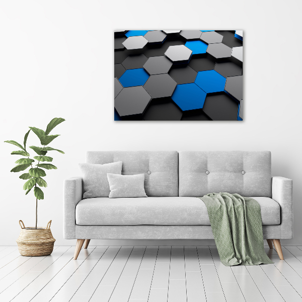 Cuadro decorativo de vidrio para salón horizontal Abstracción 3D