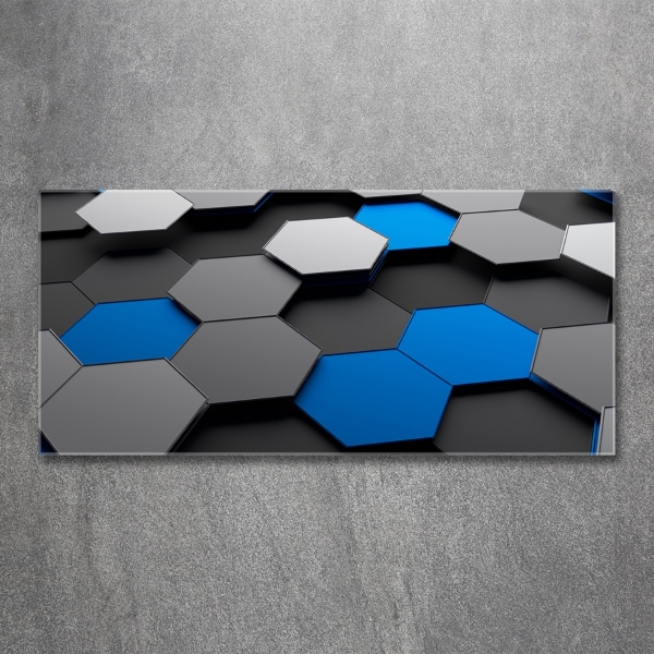 Cuadro decorativo de vidrio para salón horizontal Abstracción 3D