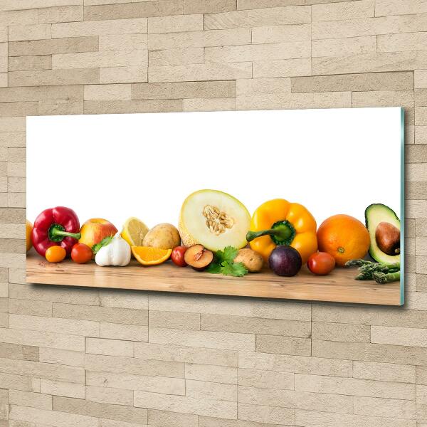 Impresión en cristal con acabado brillante horizontal Frutas y verduras