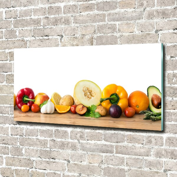 Impresión en cristal con acabado brillante horizontal Frutas y verduras