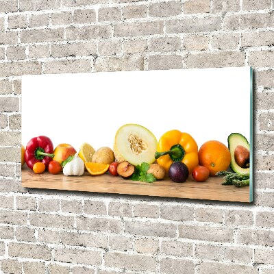 Impresión en cristal con acabado brillante horizontal Frutas y verduras