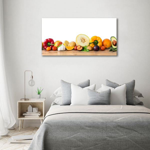 Impresión en cristal con acabado brillante horizontal Frutas y verduras