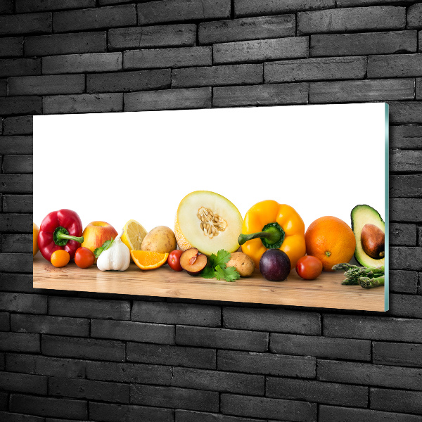 Impresión en cristal con acabado brillante horizontal Frutas y verduras