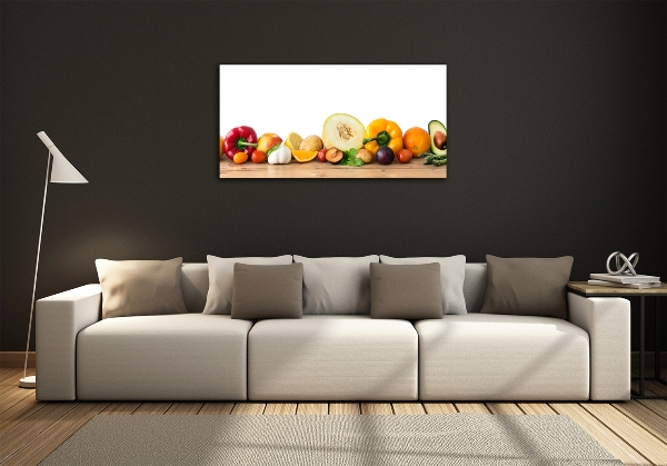 Impresión en cristal con acabado brillante horizontal Frutas y verduras