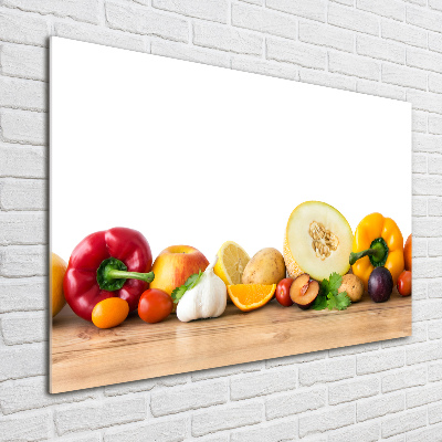Impresión en cristal con acabado brillante horizontal Frutas y verduras