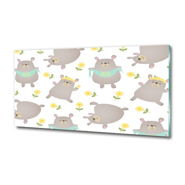 Impresión en cristal con acabado brillante horizontal Ilustración de oso de peluche