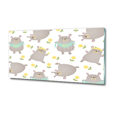 Impresión en cristal con acabado brillante horizontal Ilustración de oso de peluche