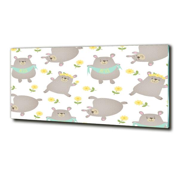 Impresión en cristal con acabado brillante horizontal Ilustración de oso de peluche