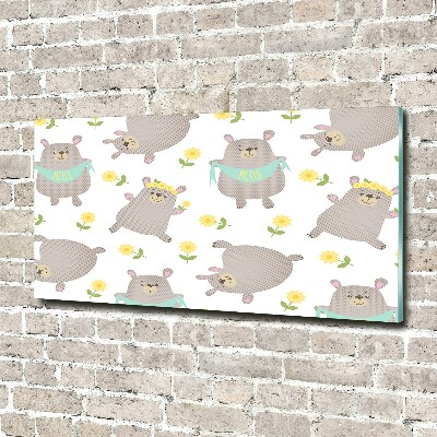 Impresión en cristal con acabado brillante horizontal Ilustración de oso de peluche
