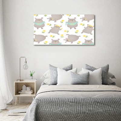 Impresión en cristal con acabado brillante horizontal Ilustración de oso de peluche