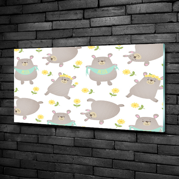 Impresión en cristal con acabado brillante horizontal Ilustración de oso de peluche