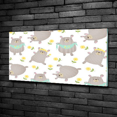 Impresión en cristal con acabado brillante horizontal Ilustración de oso de peluche