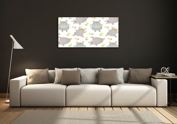 Impresión en cristal con acabado brillante horizontal Ilustración de oso de peluche