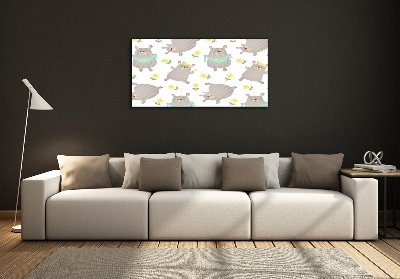 Impresión en cristal con acabado brillante horizontal Ilustración de oso de peluche