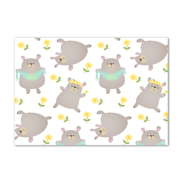 Impresión en cristal con acabado brillante horizontal Ilustración de oso de peluche