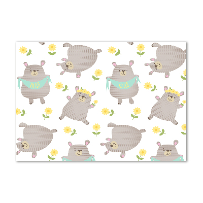 Impresión en cristal con acabado brillante horizontal Ilustración de oso de peluche