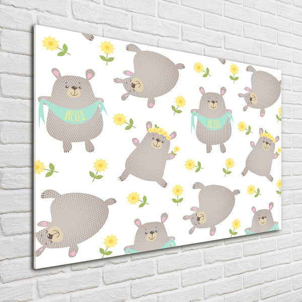 Impresión en cristal con acabado brillante horizontal Ilustración de oso de peluche