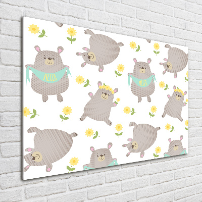 Impresión en cristal con acabado brillante horizontal Ilustración de oso de peluche