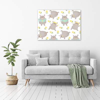 Impresión en cristal con acabado brillante horizontal Ilustración de oso de peluche