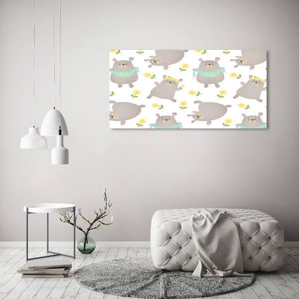Impresión en cristal con acabado brillante horizontal Ilustración de oso de peluche